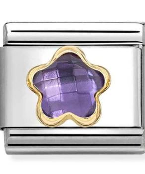 Charms NOMINATION 18K Fioletowa cyrkonia kwiatek Gold.jpg